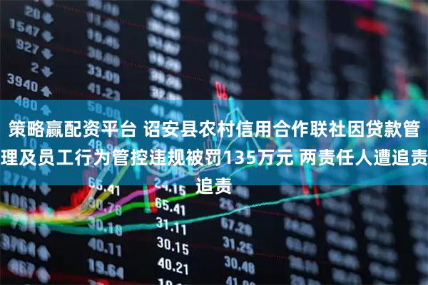 策略赢配资平台 诏安县农村信用合作联社因贷款管理及员工行为管控违规被罚135万元 两责任人遭追责